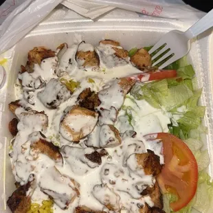 Chicken and Chicken Over Rice Plate