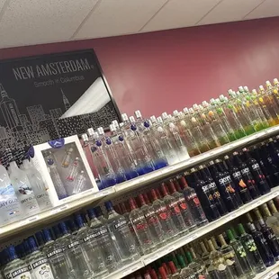 shelves of bottled beverages