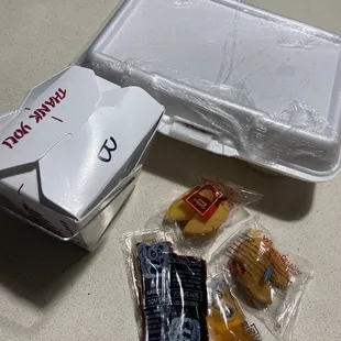 the contents of a takeout box