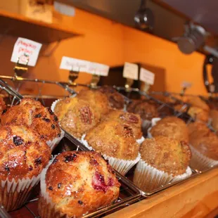 a display of muffins