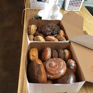 $7 one day old donuts. Includes 2 free filled donuts. Cash only