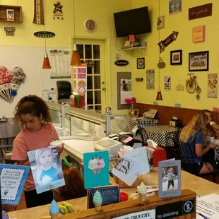 two people sitting at the counter