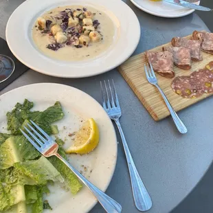 Happy Hour gnocchi, Italian Meats, half a Caesar Salad