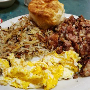 Corned Beef Hash &amp; Eggs &amp; Browns &amp; Biscuit @ $8.99 = Not too shabby!