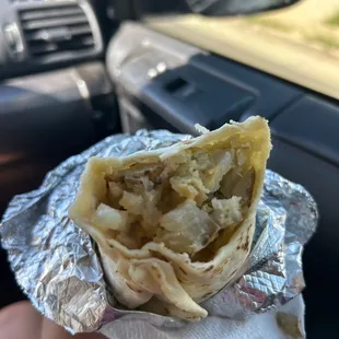 Egg and potato breakfast burrito