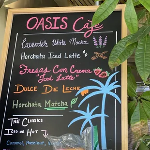 a menu for a cafe