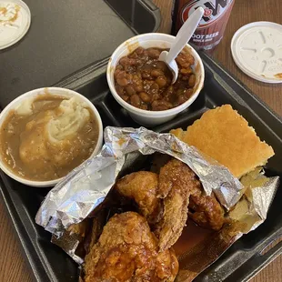 3 piece chicken wings combo, everything was amazing and made two servings for me. I think it was around $10 for everything in this photo.