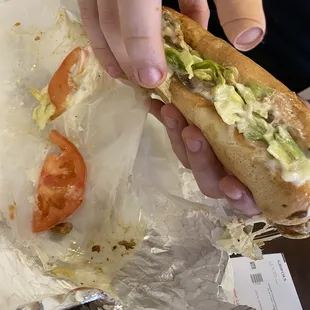 Sorry for the weird pic, almost couldn't snap one before my bf sank his chompers into it. This. Was. So. Good. Chicken Philly sandwich.