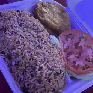 Rice and beans and plantains