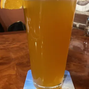 a glass of orange juice