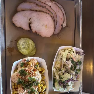 Turkey, street corn, coleslaw
