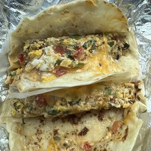 Migas tacos on flour, without the corn tortilla chips (my choice).