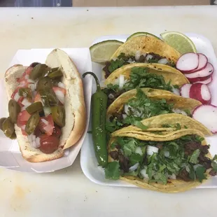 Tacos y hot dogs