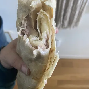 Beans and Cheese Burrito lots of cheese! Refried  beans