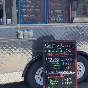 Food truck menu