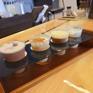 you can build your own tasting flight, picking from ~20 coffees and teas.