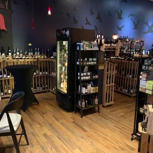 Well stocked in wines.