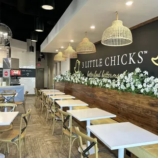 Main entrance cute spring interior decor. pale yellow w pastel blue and white color scheme.