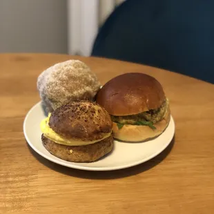 Pepper Biscuit ($5.60), Egg &amp; Feta ($5.60), Apple Cider Donut Muffin ($2.80)