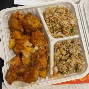 Orange chicken and Pineapple chicken box