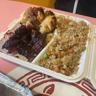 Bbq pork, chicken combo rice box