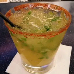 You must try the spicy cilantro margarita!