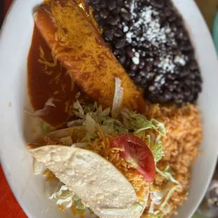 2 item combo enchilada and taco with black beans