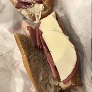 a ham and cheese sandwich