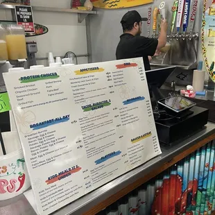 Menu and Beers on Tap.