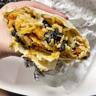 Inside Baja shrimp burrito