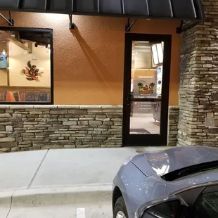 the entrance to the restaurant