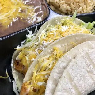 Taco dinner - shrimp (+$1) and fish (+$1) tacos