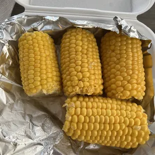 Two sides of corn on the cob