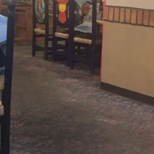 Fun chairs and the dirtiest worn out carpet, ever.