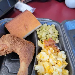 2 piece dark meat w/ lima beans, cornbread mac &amp; cheese