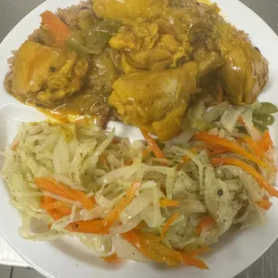 Curry Chicken, Stemed Cabbage