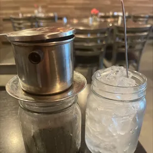 Vietnamese coffee freshly brewed