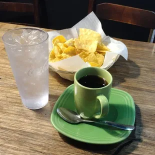 chips and coffee