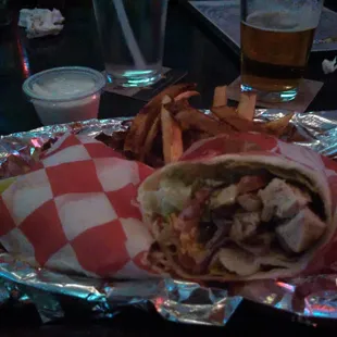 Chicken wrap with bacon.