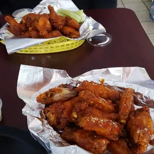 chicken wings in a basket