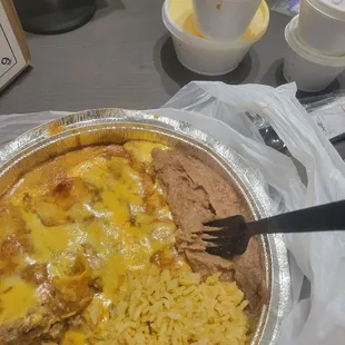 Beef enchilada dinner plate