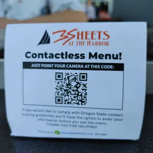 contactless menu