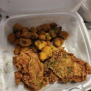 Fried Chicken and okra