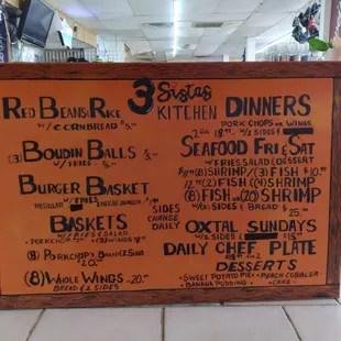 This is our everyday menu.  Our daily plates change daily  call for more details 936-291-1610