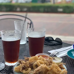 Calamari and Duke&apos;s Cold Nose Brown Ale out of Jacksonville, Florida