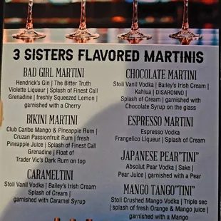 Martini menu 1 of 3