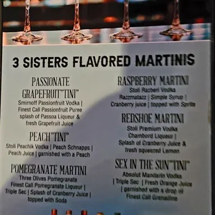 Martini Menu 2 of 3