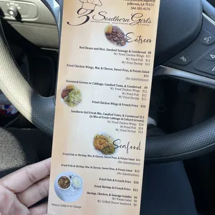 Menu Side 1