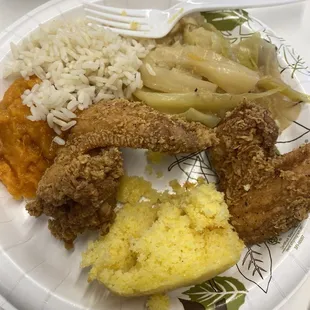 I got the cabbage plate and added rice &amp; wings (this is only some of the food, it&apos;s enough for 2 meals in the original container)