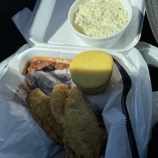 Catfish  Corn Bread  Potato Salad